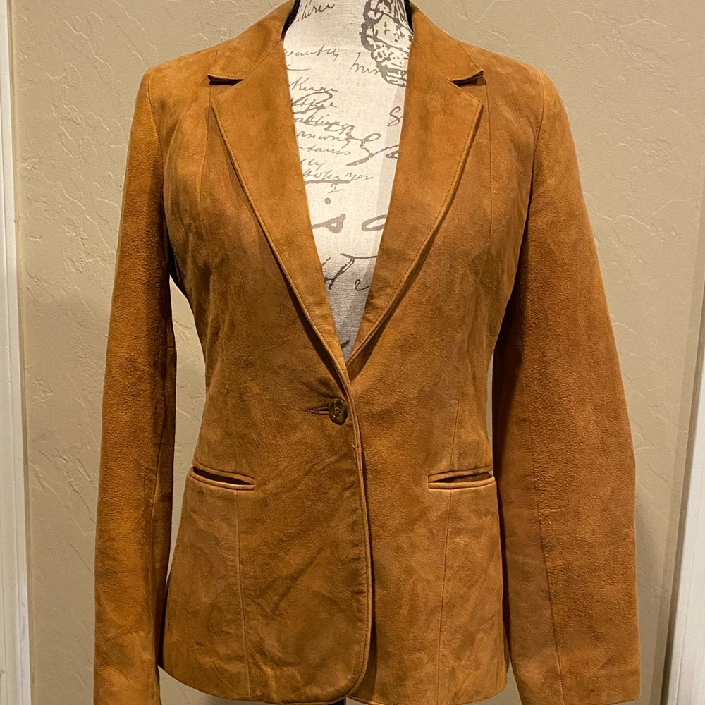 Suede Leather Sport Coat Blazer Jacket  Mustard 10